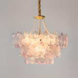 Pink Floral Crystal Chandelier, Adjustable Height Image - 6