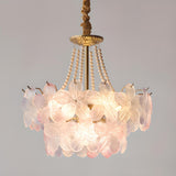 Pink Floral Crystal Chandelier, Adjustable Height Image - 9