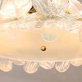 Pink Floral Drum Glass Semi-Flush Mount Ceiling Light Image - 14