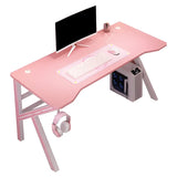 Pink Free Form Artificial Wood Iron Trestle Gaming Desk Image - 13