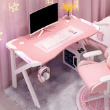 Pink Free Form Artificial Wood Iron Trestle Gaming Desk Image - 19