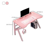 Pink Free Form Artificial Wood Iron Trestle Gaming Desk Image - 24