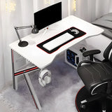 Pink Free Form Artificial Wood Iron Trestle Gaming Desk Image - 4