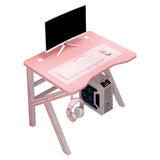 Pink Free Form Artificial Wood Iron Trestle Gaming Desk Image - 8