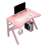 Pink Free Form Artificial Wood Iron Trestle Gaming Desk Image - 9