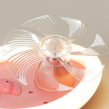 Pink Geometric Kids Room Clear Blades Ceiling Fan Light Image - 12