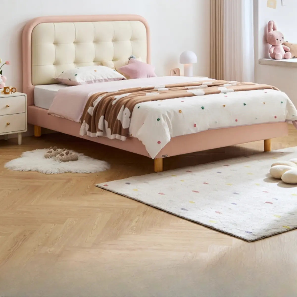 Pink Low Clearance Upholstered Twin Children's Bed Image - 4