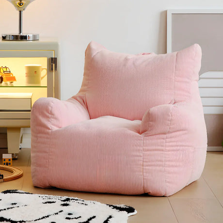 Pink Medium Armchair Corduroy Relaxing Bean Bag with Storage Image - 1