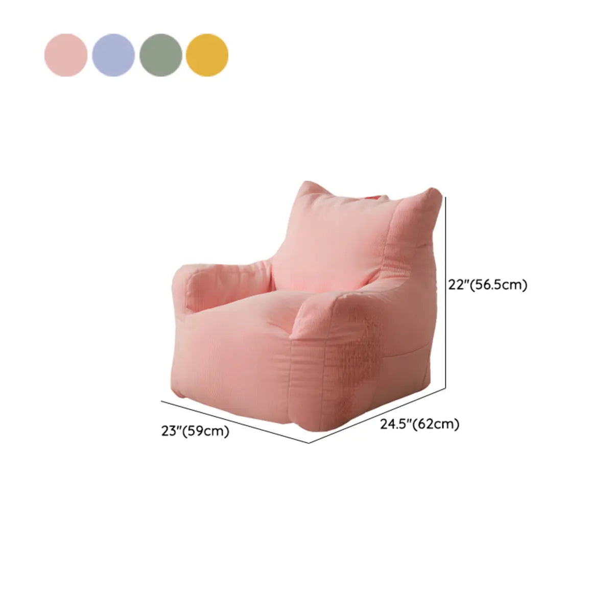 Pink Medium Armchair Corduroy Relaxing Bean Bag with Storage 