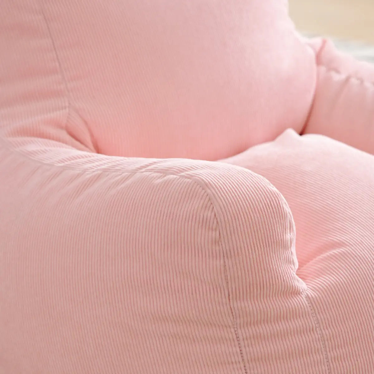 Pink Medium Armchair Corduroy Relaxing Bean Bag with Storage Image - 9