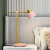 Pink Modern Bedroom Cylinder Metal Shade Table Lamp Image - 1