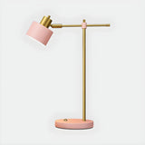 Pink Modern Bedroom Cylinder Metal Shade Table Lamp Image - 13