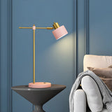 Pink Modern Bedroom Cylinder Metal Shade Table Lamp Image - 4