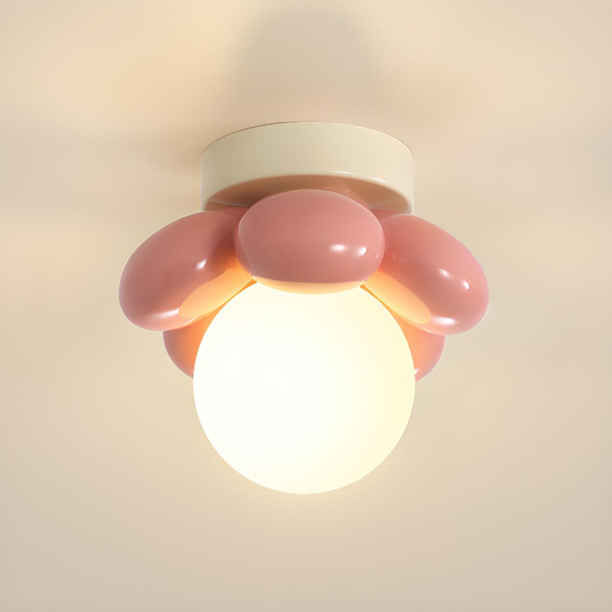 Pink Petal Globe Semi-Flush Mount Ceiling Light Hallway Image - 11