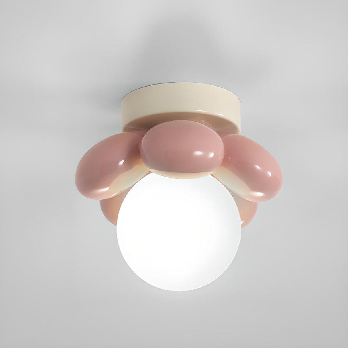 Pink Petal Globe Semi-Flush Mount Ceiling Light Hallway Image - 3