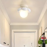 Pink Petal Globe Semi-Flush Mount Ceiling Light Hallway Image - 4