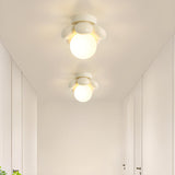 Pink Petal Globe Semi-Flush Mount Ceiling Light Hallway Image - 6