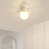 Pink Petal Globe Semi-Flush Mount Ceiling Light Hallway Image - 7