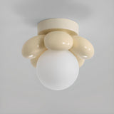 Pink Petal Globe Semi-Flush Mount Ceiling Light Hallway Image - 8