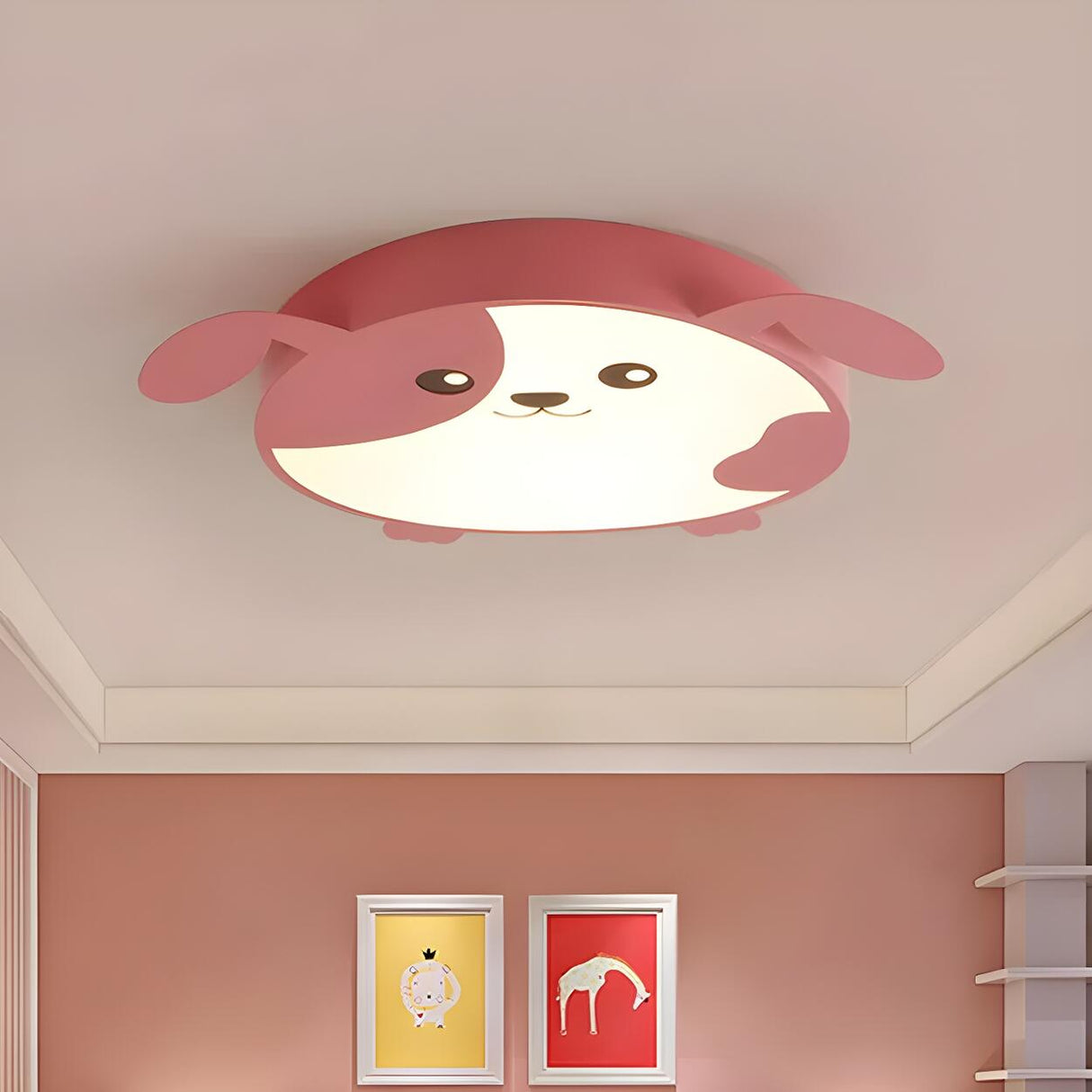 Pink Puppy LED Flush Mount Ceiling Light Kids Room Image - 3