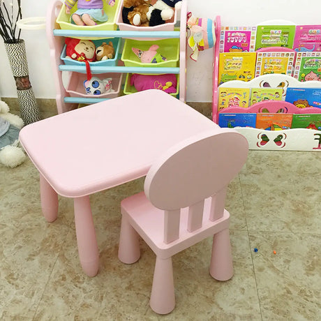 Pink Rectangular Fixed Toddler Table Chair 2 Piece Set Image - 1