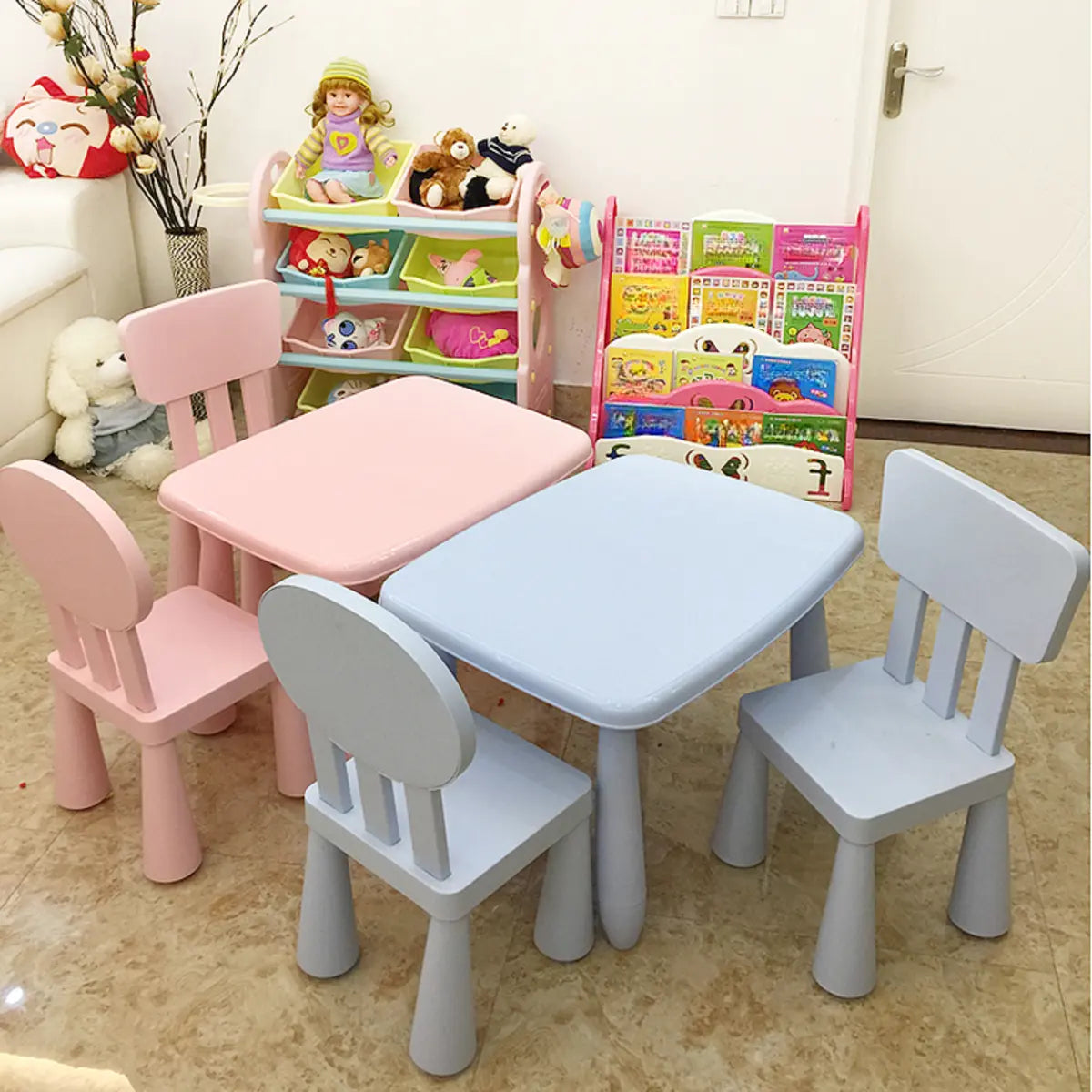 Pink Rectangular Fixed Toddler Table Chair 2 Piece Set Image - 6