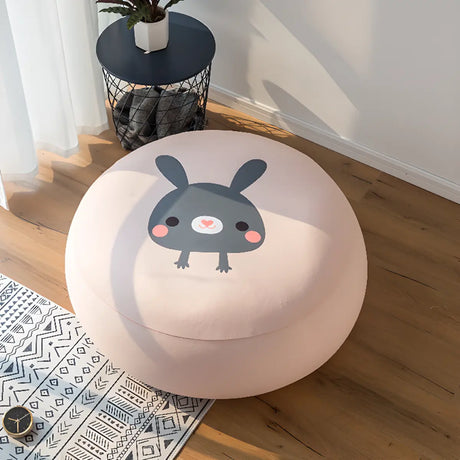 Pink Removable Round Polyester Cartoon Bean Bag Seat Image - 1