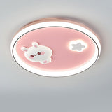 Pink Round Bunny Star LED Flush Mount Light Kids Room Image - 6