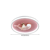 Pink Round Girl Dolphin LED Flush Mount Ceiling Light #size