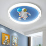 Pink Round Girl Dolphin LED Flush Mount Ceiling Light Image - 3