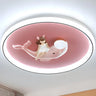 Pink Round Girl Dolphin LED Flush Mount Ceiling Light Image - 4