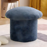 Pink Round Mushroom Sherpa Upholstered Small Ottoman Image - 5