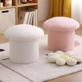 Pink Round Mushroom Sherpa Upholstered Small Ottoman Image - 6