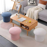 Pink Round Mushroom Sherpa Upholstered Small Ottoman Image - 8