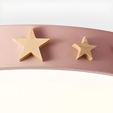 Pink Star Patterned Round LED Ceiling Light Kids Room Image - 13