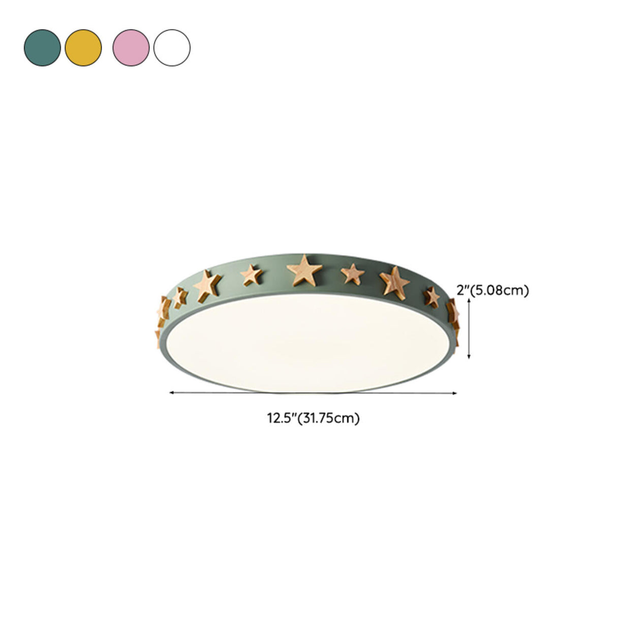 Pink Star Patterned Round LED Ceiling Light Kids Room 