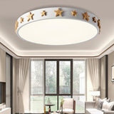 Pink Star Patterned Round LED Ceiling Light Kids Room Image - 2