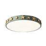 Pink Star Patterned Round LED Ceiling Light Kids Room Image - 6