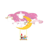 Pink Starry Cartoon Bunny Wood Semi-Flush Mount Light Image - 3