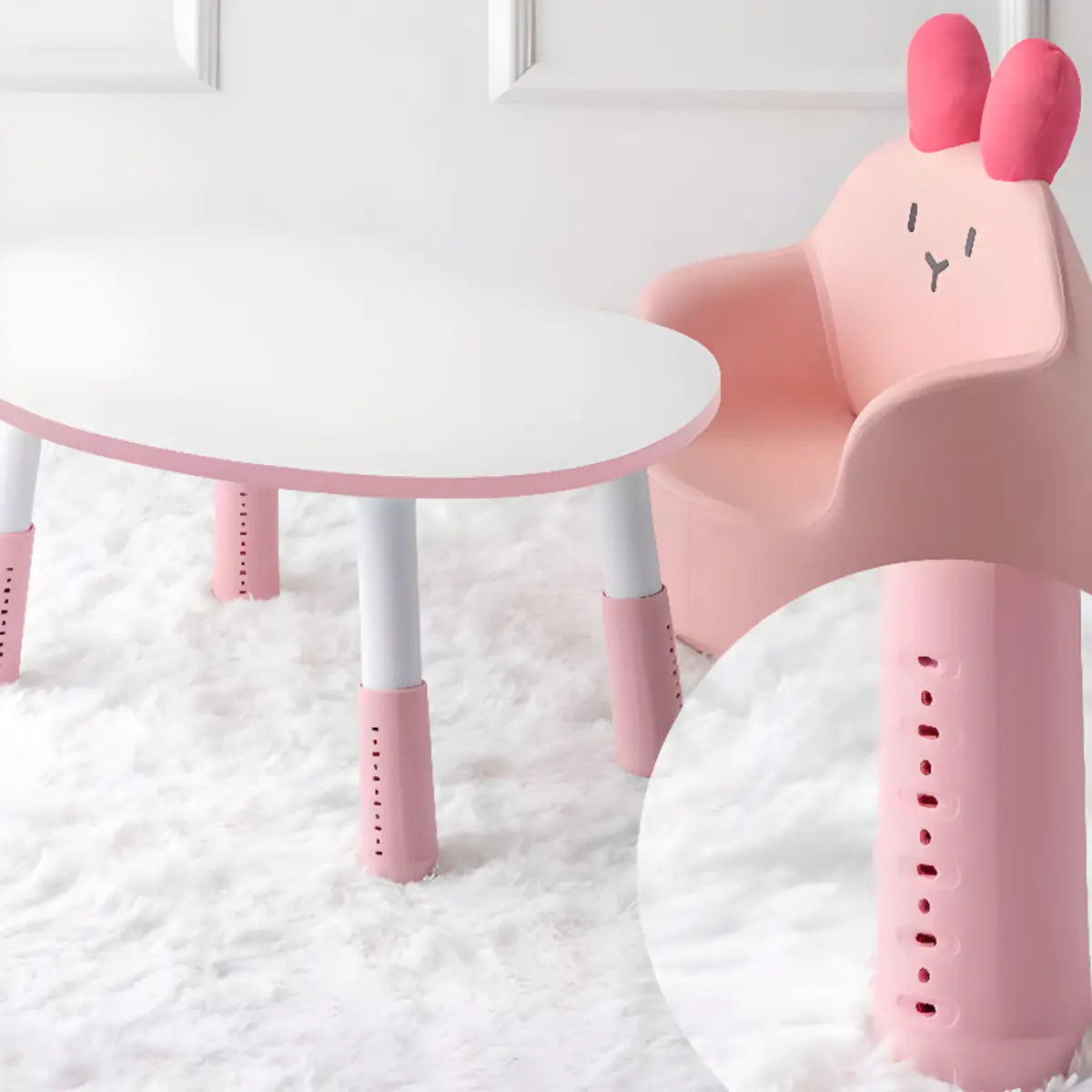 Pink Toddler Activity Table Chair Set with Bunny Chair Image - 5