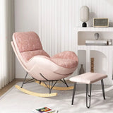 Pink Upholstered Natural Metal Leg Rocking Chair Image - 2