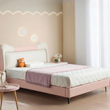 Pink Upholstered Wood Low Clearance Standard Kids Bed Image - 1