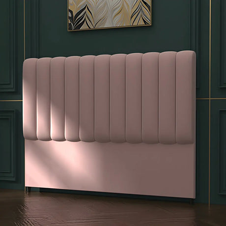 Pink Velvet Rectangular Upholstered Headboard with Legs Image - 1