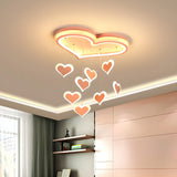 Pink Waterfall Loving Heart Shape LED Flush Mount Light Image - 1