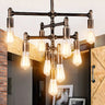 Pipe 5-Tier Rust Iron Living Room Edison Bulb Chandelier Image - 2