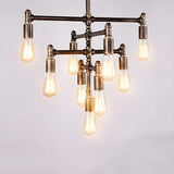 Pipe 5-Tier Rust Iron Living Room Edison Bulb Chandelier Image - 4