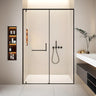 Pivot Clear Glass Hinges Black Frame Shower Door with Handle Image - 1