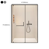 Pivot Clear Glass Hinges Black Frame Shower Door with Handle Image - 8