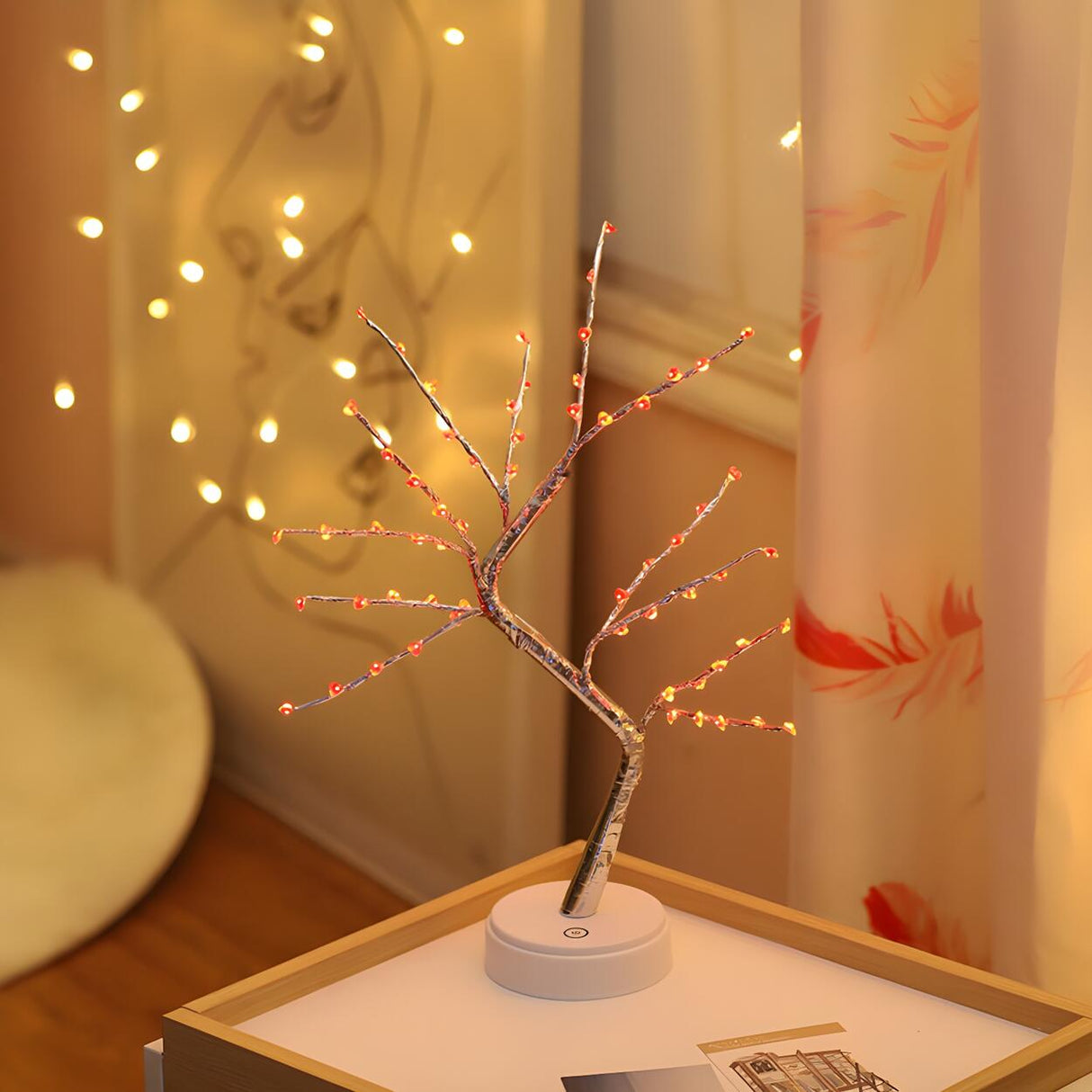 Plastic Colorful Flower Tree Battery LED Night Light Image - 4