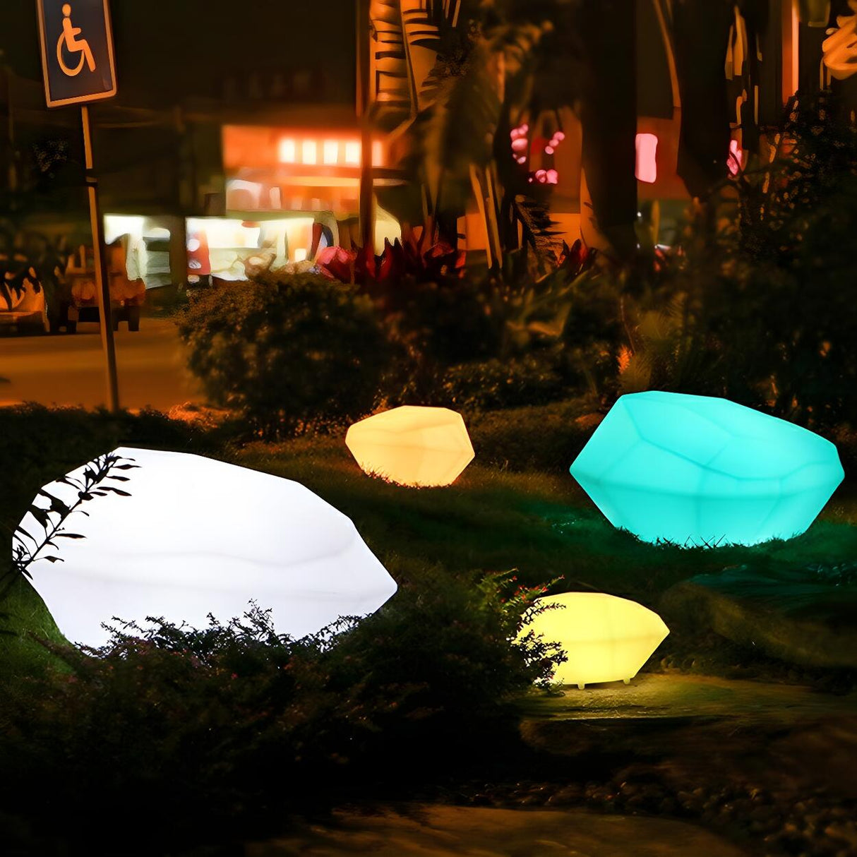 Plastic Shade White Rock LED Garden Landscape Lighting Image - 4